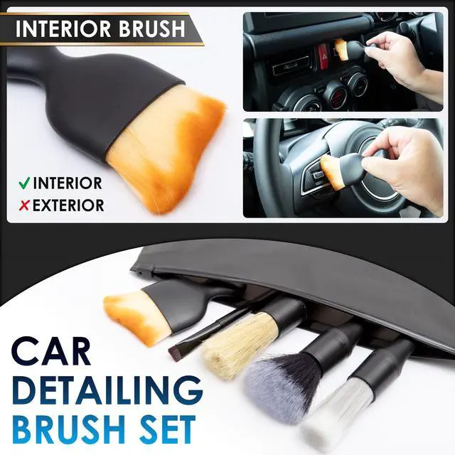 Alt view image 7 of 7 - Yours Car Detailing Brush Kit, Interior & Exterior Car Cleaning Brush Set, Auto Detailing Tools for Interior Cleaner, 5 Pack, Black