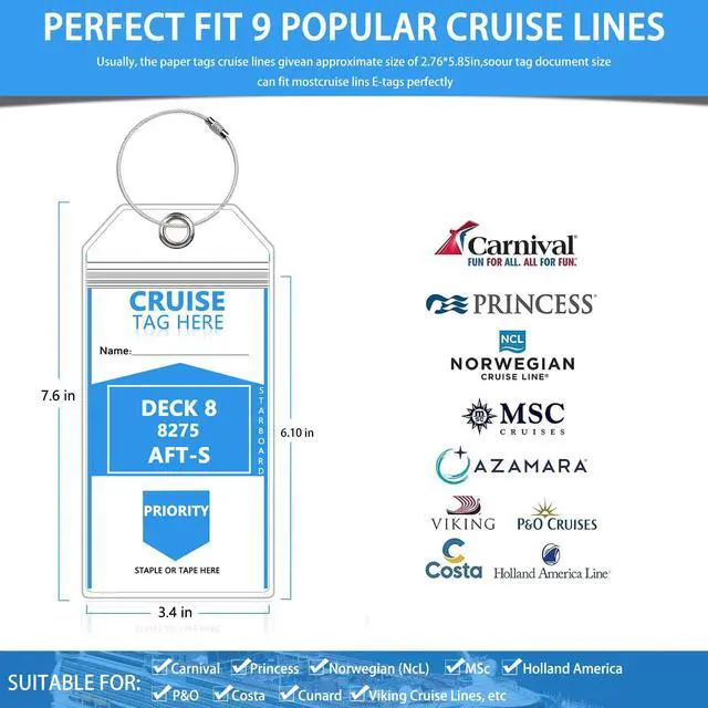 Alt view image 2 of 6 - 5 Pack Luggage Tag for Cruise Essentials Must Haves for NCL, Princess, Carnival Cruise Luggage Tag Holder (3.7 x 7.6 inches)