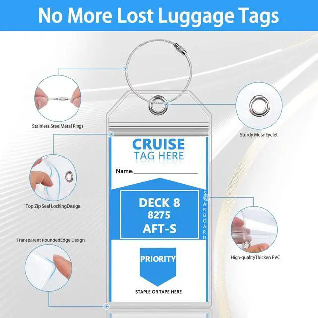 Alt view image 3 of 6 - 5 Pack Luggage Tag for Cruise Essentials Must Haves for NCL, Princess, Carnival Cruise Luggage Tag Holder (3.7 x 7.6 inches)