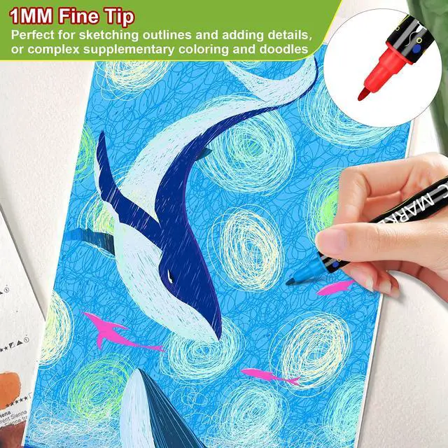 Alt view image 6 of 7 - 12 Colors Dual Tip Acrylic Paint Markers, Fine Tip and Dot Tip Paint Pens Acrylic Paint Pens for Rock Painting, Wood, Glass, Ceramic, Fabric, Metal, Plastic, Paper, Canvas, DIY Art Supplies