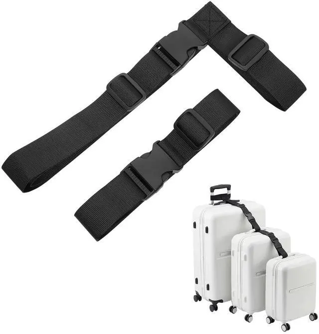 Main image of 2 Pack Luggage Straps Connector for Suitcases Heavy Duty Adjustable Suitcase Belt Add a Bag Travel Attachment Accessories T-Type and Normal Suitcase Straps for Connecting Your Luggage Together