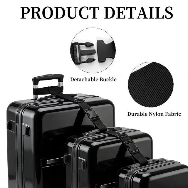 Alt view image 3 of 7 - 2 Pack Luggage Straps Connector for Suitcases Heavy Duty Adjustable Suitcase Belt Add a Bag Travel Attachment Accessories T-Type and Normal Suitcase Straps for Connecting Your Luggage Together