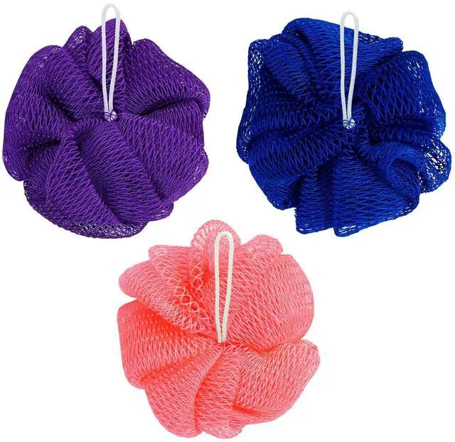 Main image of African Net Sponge for Shower, 3 Pack Exfoliating Body Scrubber, Long Mesh Body Scrubber & Back Washer for Women and Men, Gentle Skin Exfoliator for Daily Use, Mesh Shower Pouf Balls for Body Wash