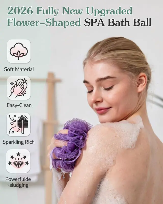Alt view image 2 of 7 - African Net Sponge for Shower, 3 Pack Exfoliating Body Scrubber, Long Mesh Body Scrubber & Back Washer for Women and Men, Gentle Skin Exfoliator for Daily Use, Mesh Shower Pouf Balls for Body Wash