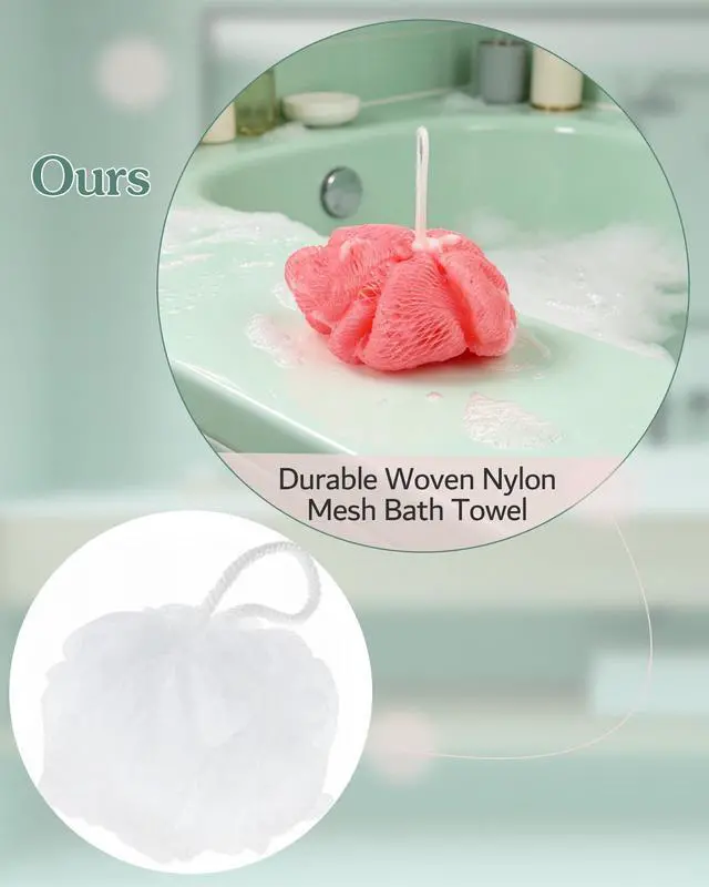 Alt view image 4 of 7 - African Net Sponge for Shower, 3 Pack Exfoliating Body Scrubber, Long Mesh Body Scrubber & Back Washer for Women and Men, Gentle Skin Exfoliator for Daily Use, Mesh Shower Pouf Balls for Body Wash