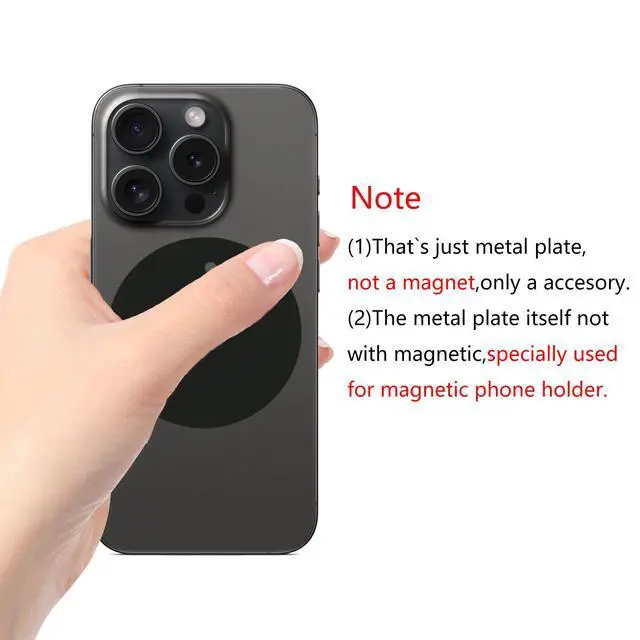 Alt view image 4 of 6 - Mount Metal Plate12Pack for Magnetic Car Mount Phone Holder with Full Adhesive for Phone Magnet, 12X Round (Black)