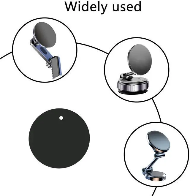 Alt view image 4 of 7 - Mount Metal Plate8Pack for Magnetic Car Mount Phone Holder with Full Adhesive for Phone Magnet, 8 X Round (Black)