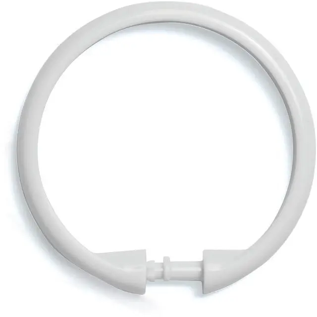 Main image of KN61217 Rust-Proof Smooth Plastic Shower Curtain Rings for Shower Curtain and Standard Shower Curtain Rod, Bathroom Use, Easy to Snap Closure, Easy to Install, Set of 12, White