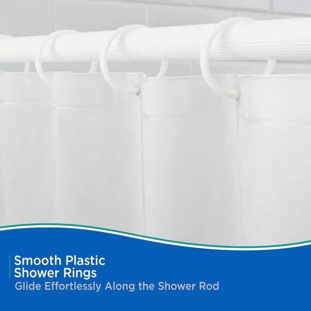 Alt view image 4 of 7 - KN61217 Rust-Proof Smooth Plastic Shower Curtain Rings for Shower Curtain and Standard Shower Curtain Rod, Bathroom Use, Easy to Snap Closure, Easy to Install, Set of 12, White