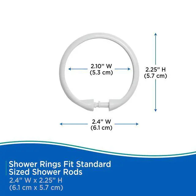 Alt view image 7 of 7 - KN61217 Rust-Proof Smooth Plastic Shower Curtain Rings for Shower Curtain and Standard Shower Curtain Rod, Bathroom Use, Easy to Snap Closure, Easy to Install, Set of 12, White