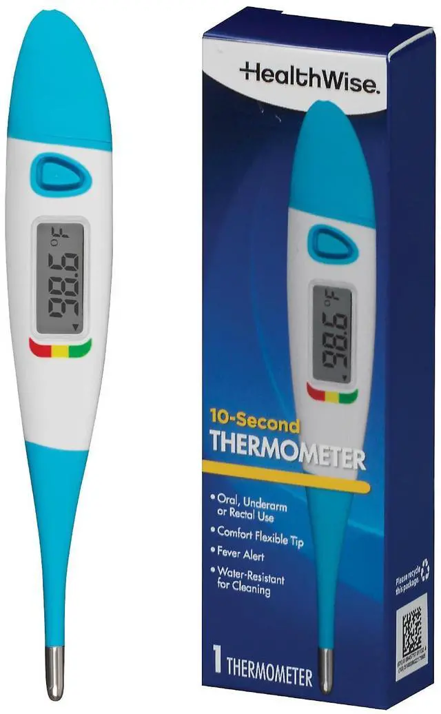 Main image of 10-Second Flexible Tip Digital Thermometer | Oral, Rectal & Underarm Use, Fever Indicator, Water-Resistant Storage Case & Probe Covers Included