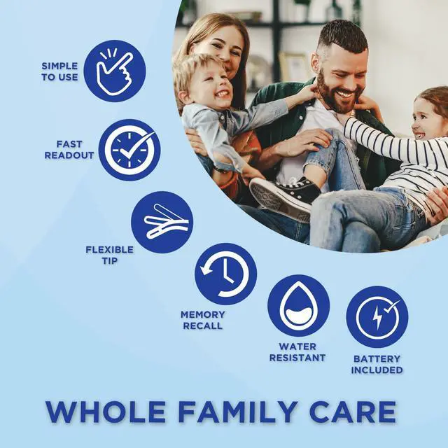 Alt view image 4 of 7 - 10-Second Flexible Tip Digital Thermometer | Oral, Rectal & Underarm Use, Fever Indicator, Water-Resistant Storage Case & Probe Covers Included