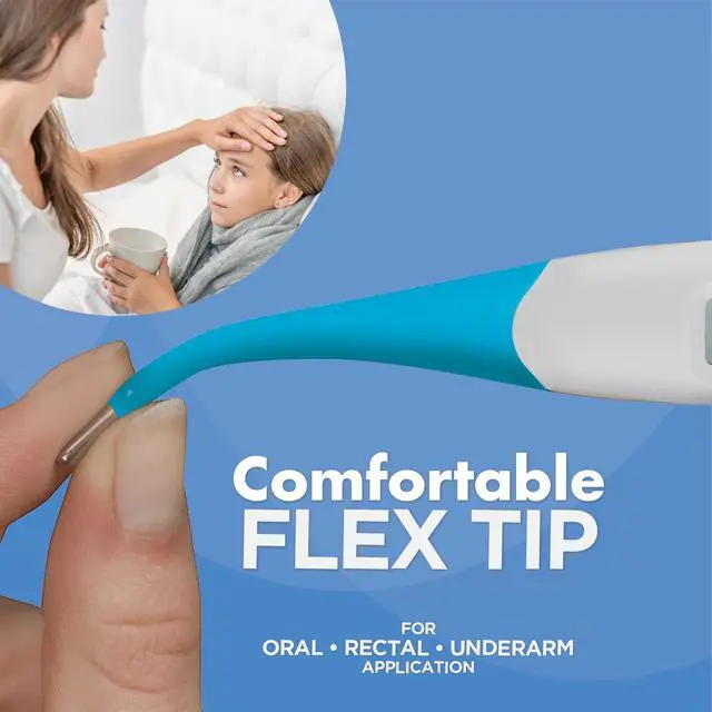 Alt view image 5 of 7 - 10-Second Flexible Tip Digital Thermometer | Oral, Rectal & Underarm Use, Fever Indicator, Water-Resistant Storage Case & Probe Covers Included