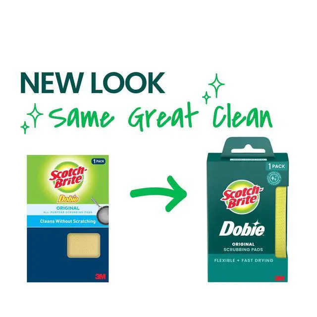 Alt view image 2 of 7 - Dobie Non-Scratch All-Purpose Scrub Pads, 1 Pack | Reusable Scouring Sponges for Kitchen & Bathroom, Safe on Non-Stick Cookware, Yellow