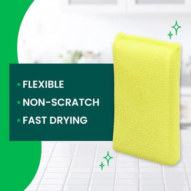 Alt view image 3 of 7 - Dobie Non-Scratch All-Purpose Scrub Pads, 1 Pack | Reusable Scouring Sponges for Kitchen & Bathroom, Safe on Non-Stick Cookware, Yellow