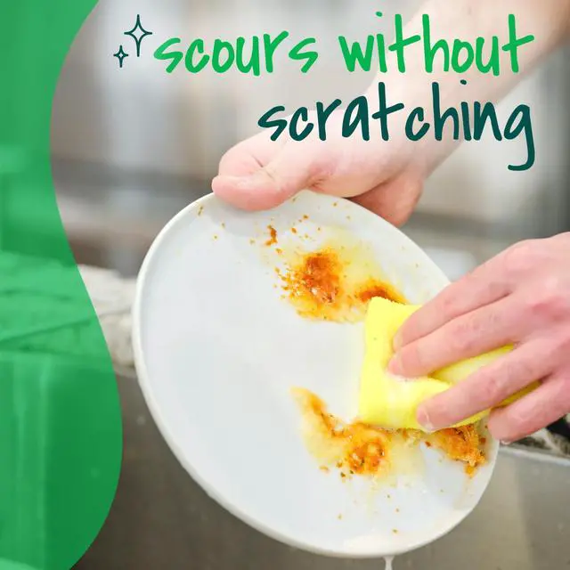 Alt view image 7 of 7 - Dobie Non-Scratch All-Purpose Scrub Pads, 1 Pack | Reusable Scouring Sponges for Kitchen & Bathroom, Safe on Non-Stick Cookware, Yellow