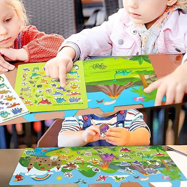 Alt view image 6 of 7 - Reusable Sticker Books for Kids, Travel Removable Toddler Dinosaur Sticker Books for 3 4 5 Year Old Girls Boys Birthday Gifts Educational Learning Toys
