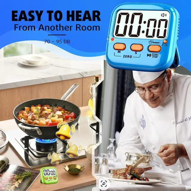 Alt view image 5 of 7 - 2 Pack Digital Timer for Kids Teacher Classroom Kitchen Office | W/ AAA Battery, Out of the Box, Fast Reset, Memory, Loud Alarm, LED Mute Mode, Magnetic/Kickstand/Hanging, Count Up/Down