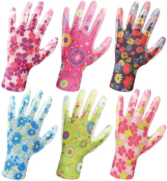 Main image of 6 Pairs Gardening Gloves - 6 Pairs Gardening Gloves for Women Garden Gloves with Super Grip Breathable Rubber Coated Garden Gloves(3 colors)
