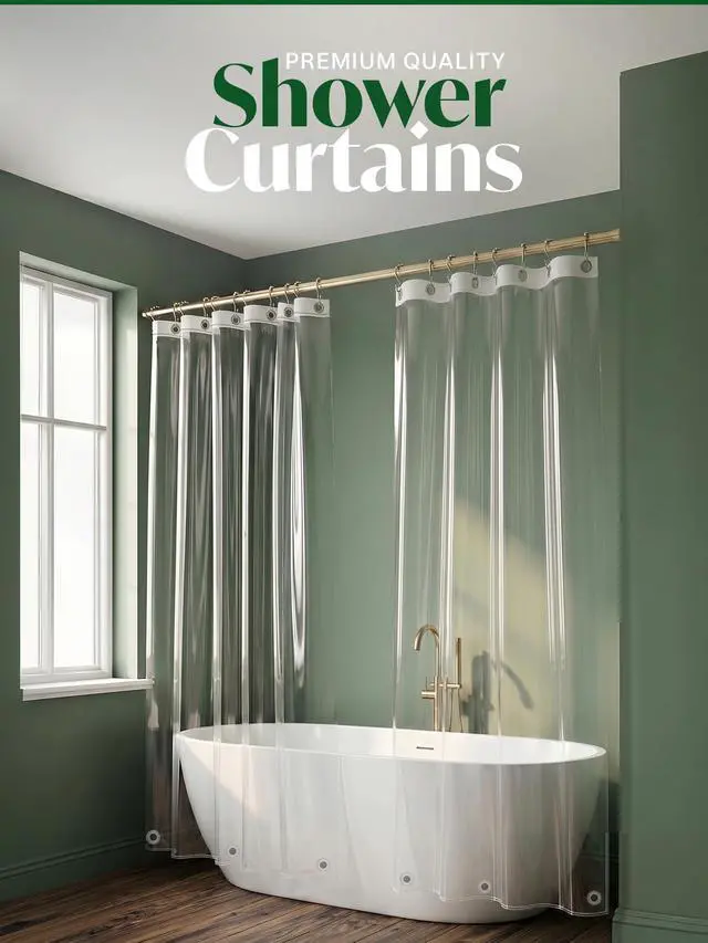 Alt view image 2 of 7 - PEVA Shower Curtain Liner 8G, 72 x 72 Waterproof Bathroom Curtain | Reusable Bathroom Curtain, Wipe Clean Surface, Standard Shower Hooks Compatible, Everyday Bathroom Use