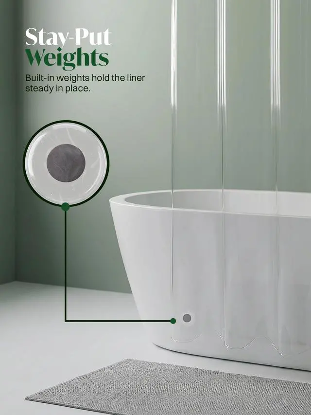 Alt view image 6 of 7 - PEVA Shower Curtain Liner 8G, 72 x 72 Waterproof Bathroom Curtain | Reusable Bathroom Curtain, Wipe Clean Surface, Standard Shower Hooks Compatible, Everyday Bathroom Use
