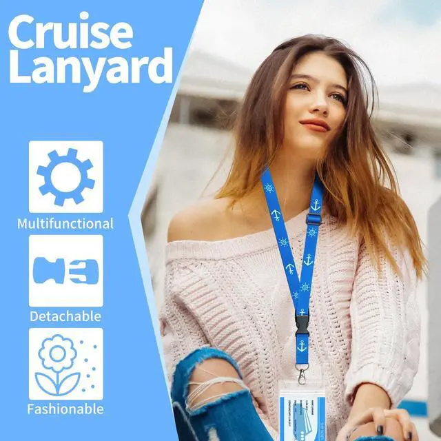 Alt view image 2 of 7 - Lanyards for Cruise Ship Cards,3 Pack Adjustable Lanyards with Detachable Buckles and Water - Resistant ID Badge Holders for Travel Essentials