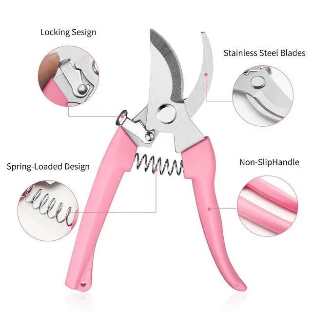 Alt view image 3 of 6 - Flower Scissors, Premium Flower Cutter, Pruning Shears for Gardening-Pink | Sharp Handheld Garden Scissors, High Stainless Steel Garden Shears, 1-inch Cut Capacity, Ergonomic Handle, for Plants Bonsai