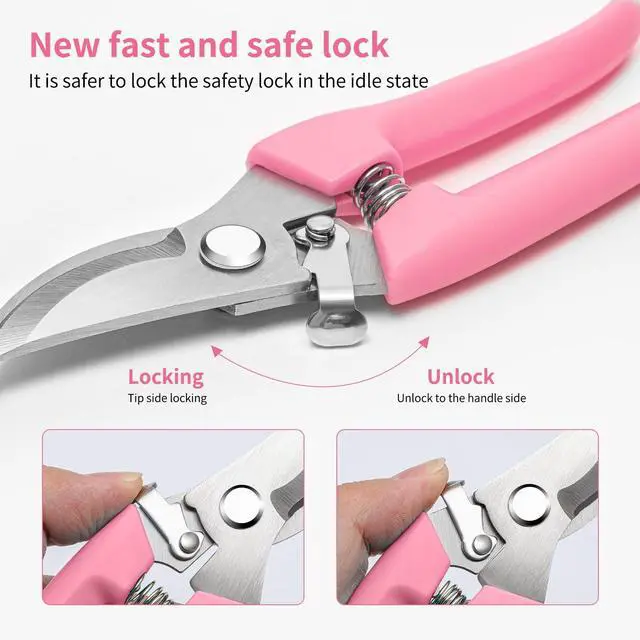 Alt view image 4 of 6 - Flower Scissors, Premium Flower Cutter, Pruning Shears for Gardening-Pink | Sharp Handheld Garden Scissors, High Stainless Steel Garden Shears, 1-inch Cut Capacity, Ergonomic Handle, for Plants Bonsai