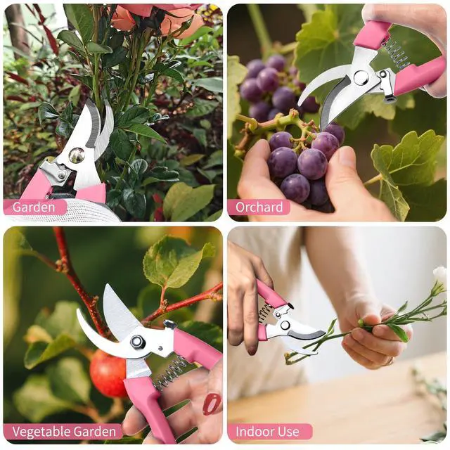 Alt view image 6 of 6 - Flower Scissors, Premium Flower Cutter, Pruning Shears for Gardening-Pink | Sharp Handheld Garden Scissors, High Stainless Steel Garden Shears, 1-inch Cut Capacity, Ergonomic Handle, for Plants Bonsai