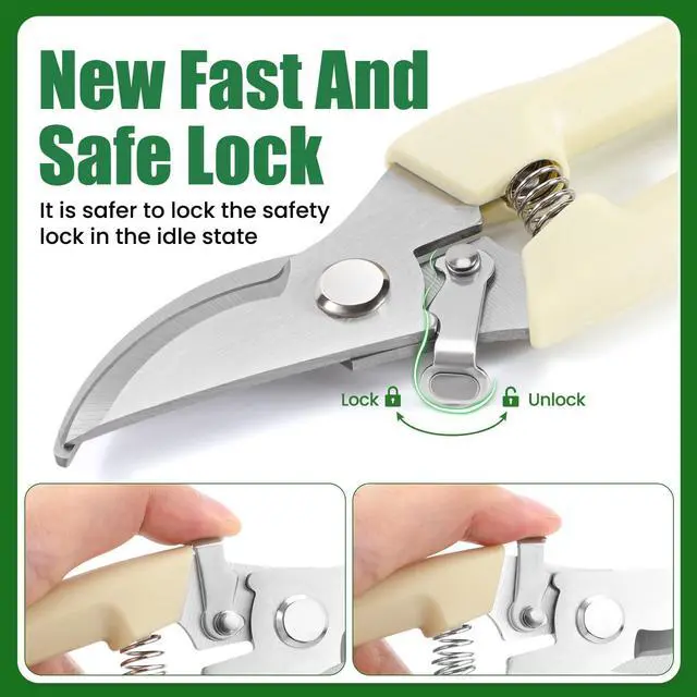 Alt view image 5 of 6 - Pruning Shears, Sharp Stainless Steel Garden Shears, Bypass Garden Scissors & Clippers for Branch Trimming, Garden Clippers for Plants, Flowers, Fruit Trees, Gardening Gifts for Women&Men