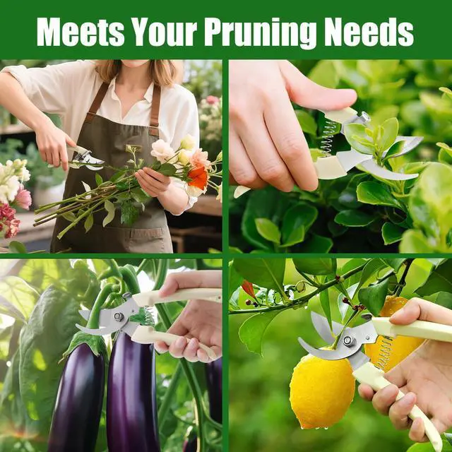 Alt view image 6 of 6 - Pruning Shears, Sharp Stainless Steel Garden Shears, Bypass Garden Scissors & Clippers for Branch Trimming, Garden Clippers for Plants, Flowers, Fruit Trees, Gardening Gifts for Women&Men