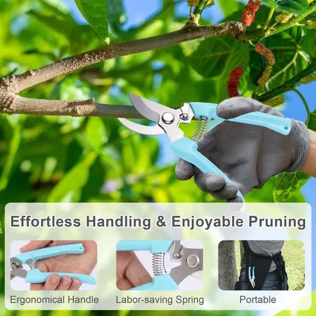 Alt view image 4 of 7 - 2 Pack Pruning Shears, Stainless Steel Sharp Blade, for Home Gardeners | Safety LockErgonomic Handle, Easy Use for Seniors , Perfect for Herbs, Flowers, Bonsai