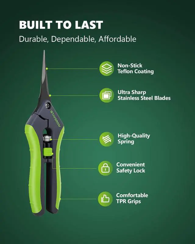 Alt view image 4 of 6 - 6.5" Straight Pruning Shears for Gardening Plant Trimming Scissors | Sharp Plant Snips for Precise Cuts, Stainless Steel Garden Scissors Bonsai Clippers Garden Pruner Shears (1-Pack Straight)