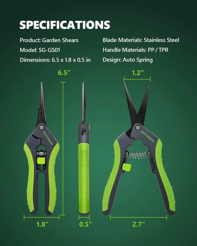 Alt view image 6 of 6 - 6.5" Straight Pruning Shears for Gardening Plant Trimming Scissors | Sharp Plant Snips for Precise Cuts, Stainless Steel Garden Scissors Bonsai Clippers Garden Pruner Shears (1-Pack Straight)