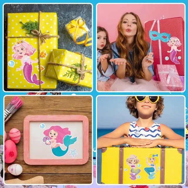 Alt view image 7 of 7 - 24 Sheets Make Your Own Mermaid Stickers, Make a Face Sticker for Girls | Mermaid Birthday Party Favors , Mermaid decoration Classroom Teacher Rewards, Art Craft Supplies