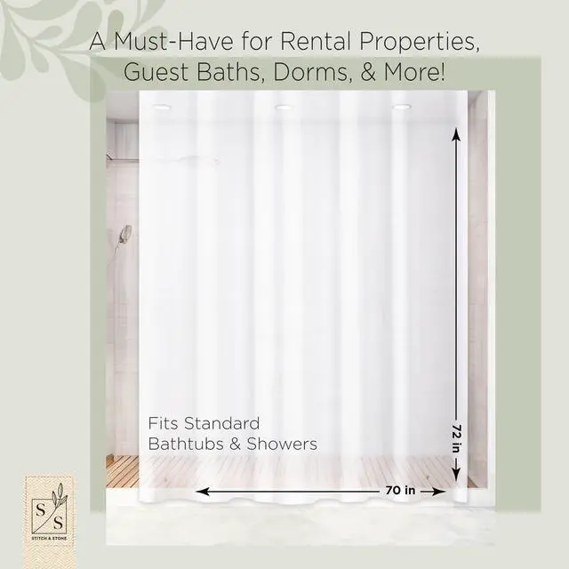 Alt view image 2 of 7 - Shower Curtain Liner, Premium Extra Lightweight Durable Waterproof 3g PEVA for Bathroom with Weighted Magnets, Standard Size 70" x 72" Frosty 1 Pack