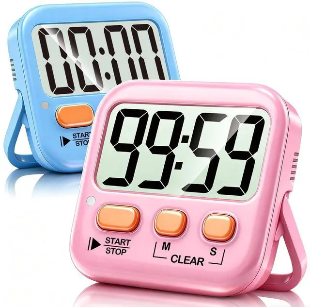 Main image of 2 Pack Digital Timer for Kids Classroom Kitchen Timers for Cooking | w/ Battery, Easy to View, Alarm, Mute Mode, Count Down/Up, Magnetic, Kickstand, Hanging, Classroom Timer for Teacher Supplies