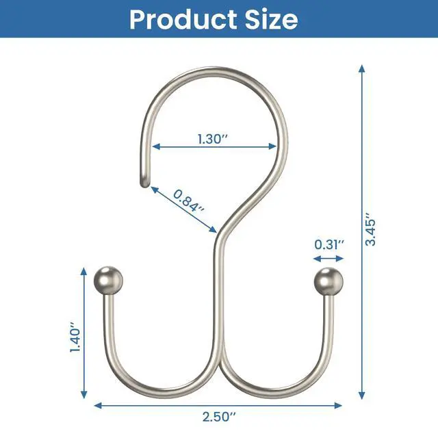 Alt view image 6 of 7 - Nickel Shower Curtain Hooks Double Sided,Rust Proof Double Shower Curtain Rings for Bathroom Shower Rods, Anti-Drop Double Shower Rings for Curtain,Shower Hangers Hooks Set of 12