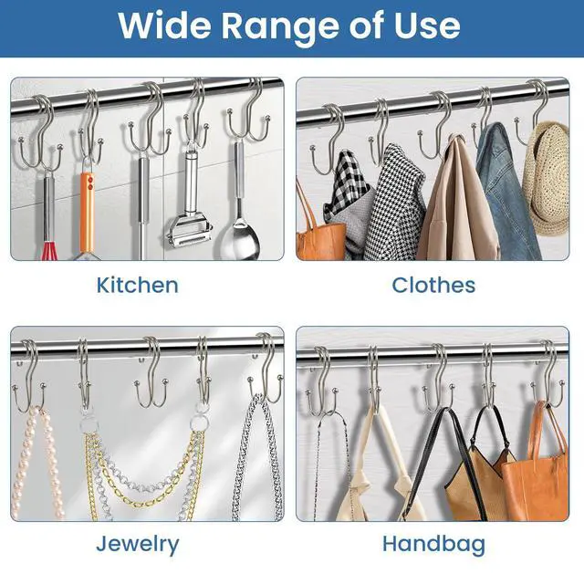Alt view image 7 of 7 - Nickel Shower Curtain Hooks Double Sided,Rust Proof Double Shower Curtain Rings for Bathroom Shower Rods, Anti-Drop Double Shower Rings for Curtain,Shower Hangers Hooks Set of 12