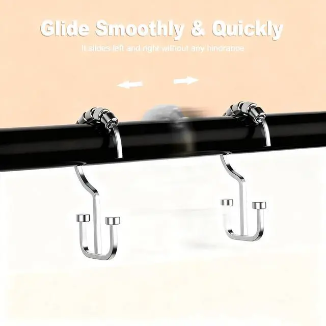 Alt view image 4 of 7 - Shower Curtain Hooks Rings, 12 Pcs Rust Resistant Metal Double Glide Shower Hooks for Bathroom Shower Rods Curtains (Chrome)