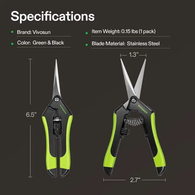 Alt view image 3 of 7 - Gardening Scissors, 6.5 Inch Hand Pruner, Pruning Shear with Straight Stainless Steel Blades, Garden Tools for Women Men, Black and Green | Straight Precision Stainless Steel Blades