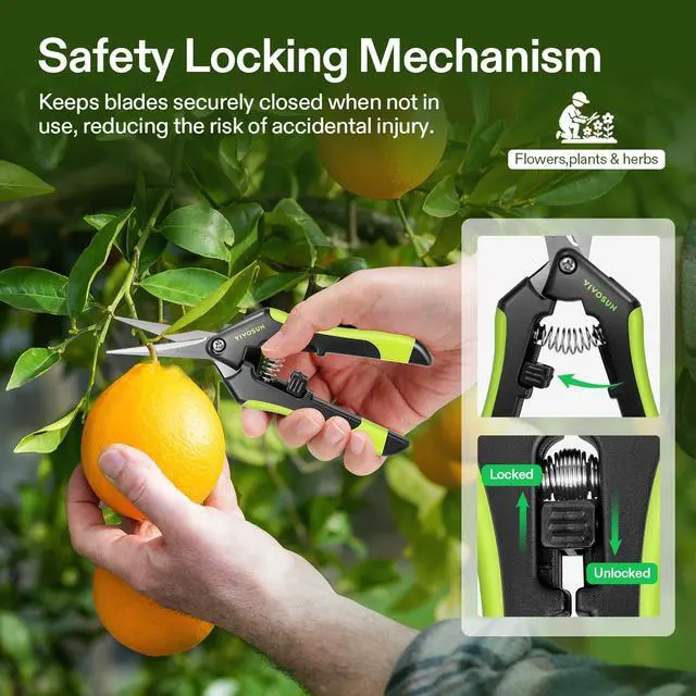 Alt view image 5 of 7 - Gardening Scissors, 6.5 Inch Hand Pruner, Pruning Shear with Straight Stainless Steel Blades, Garden Tools for Women Men, Black and Green | Straight Precision Stainless Steel Blades
