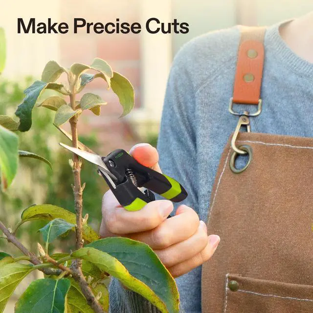 Alt view image 2 of 7 - Gardening Scissors, 6.5 Inch Hand Pruner, Pruning Shear with Straight Stainless Steel Blades, Garden Tools for Women Men, Black and Green | Straight Precision Stainless Steel Blades
