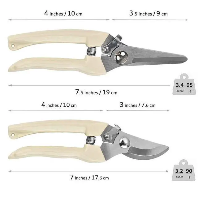 Alt view image 2 of 7 - 2-Piece Pruning Shears Set, Straight & Curved Bypass Garden Clippers, Professional Hand Pruners for Gardening, Fruit Picking, Flower Trimming, Bonsai, Vegetables, Vineyard