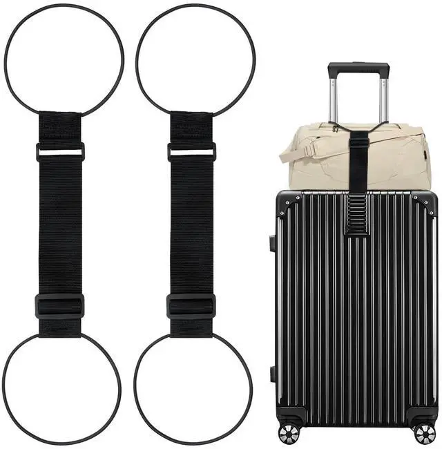 Main image of 2 Pack Luggage Straps for Suitcases, Adjustable Bungee Elastic Belt | Adjustable Add A Bag Luggage Connector Straps for Suitcases, for Attaching Extra Bags Purse to Suitcase Handle,Easy to Travel