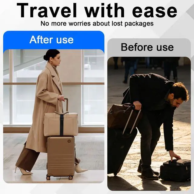 Alt view image 4 of 7 - 2 Pack Luggage Straps for Suitcases, Adjustable Bungee Elastic Belt | Adjustable Add A Bag Luggage Connector Straps for Suitcases, for Attaching Extra Bags Purse to Suitcase Handle,Easy to Travel