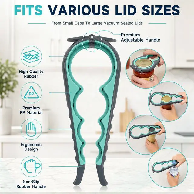 Alt view image 2 of 7 - Jar Opener for Weak Hands, Seniors with Arthritis, 3-Piece Set with 5-in-1 Bottle Opener, Can Opener & Non-Slip Rubber Gripper Pad, Easy Grip Lid Opener for Arthritic Hands