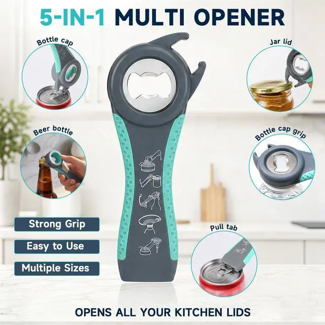Alt view image 4 of 7 - Jar Opener for Weak Hands, Seniors with Arthritis, 3-Piece Set with 5-in-1 Bottle Opener, Can Opener & Non-Slip Rubber Gripper Pad, Easy Grip Lid Opener for Arthritic Hands
