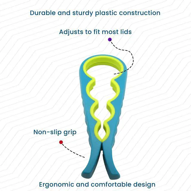 Alt view image 3 of 6 - 4 in 1 Jar and Bottle Opener - Non-slip, Kitchen tool - Easy to Use Multifunctional for Weak Hands Seniors, or Arthritis - Blue