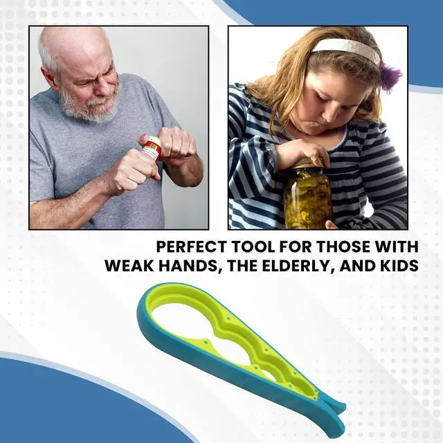 Alt view image 5 of 6 - 4 in 1 Jar and Bottle Opener - Non-slip, Kitchen tool - Easy to Use Multifunctional for Weak Hands Seniors, or Arthritis - Blue